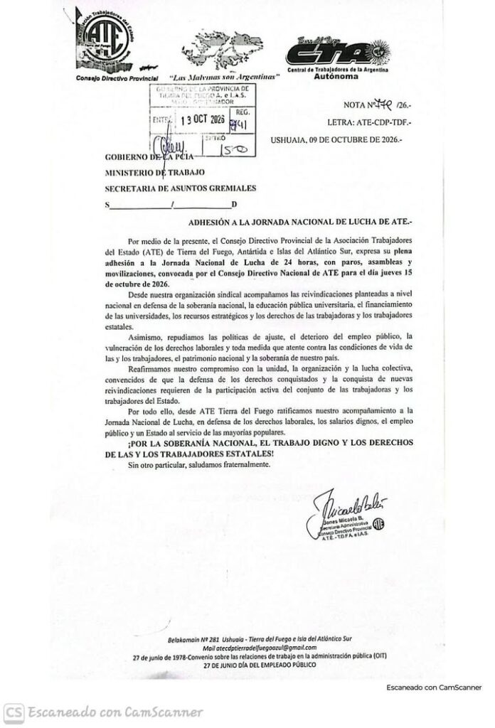 ATE Río Grande acompaña la 5.a Marcha Federal Universitaria - ATE Río Grande - foto 2